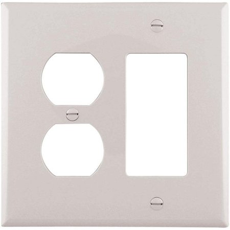 EATON WIRING DEVICES Combination Wallplate, 478 in L, 41516 in W, 2 Gang, Polycarbonate, White PJ826W